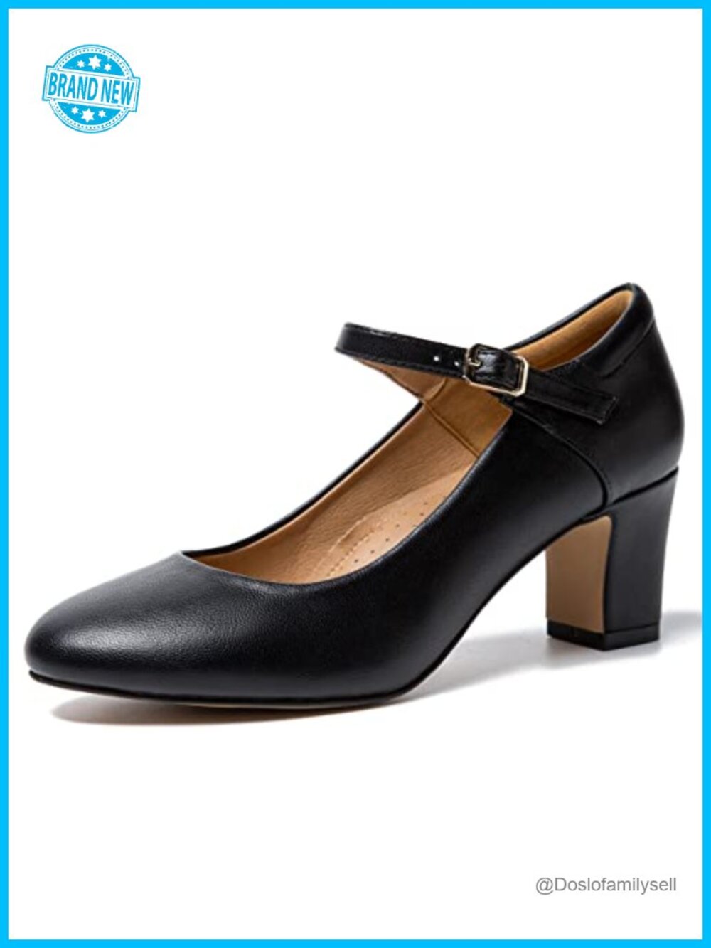 Mary Jane Pumps Block Heel Ankle Strap Buckle Closed Toe Round Toe Formal
